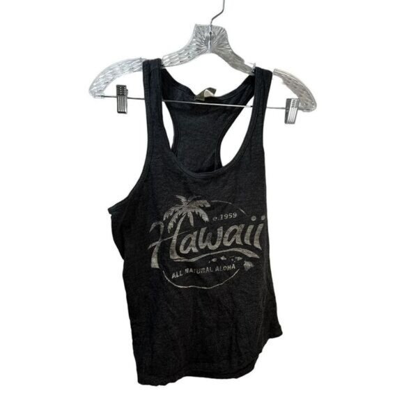 Racerback Tee Hawaii Palms Gray Juniors Large - Picture 1 of 4